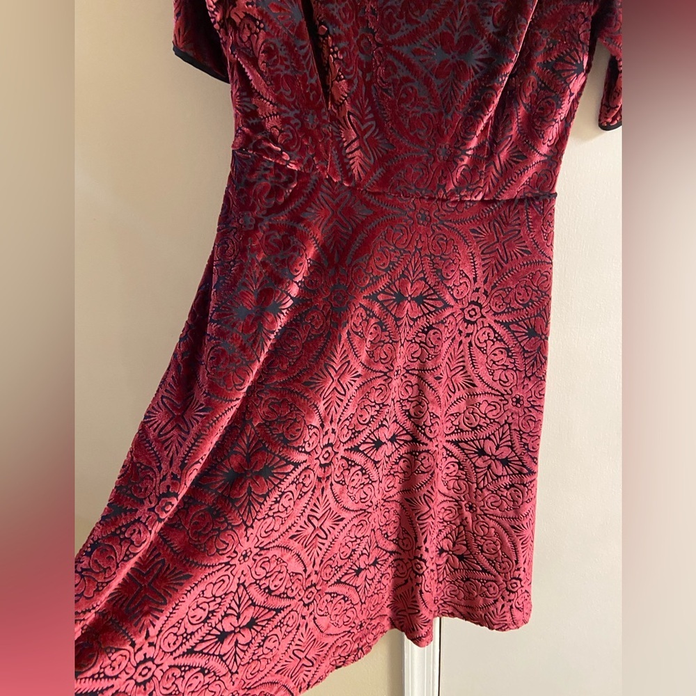 ModCloth Red Rockabilly Swing Dress A Line Knee Length Medium - Picture 7 of 10